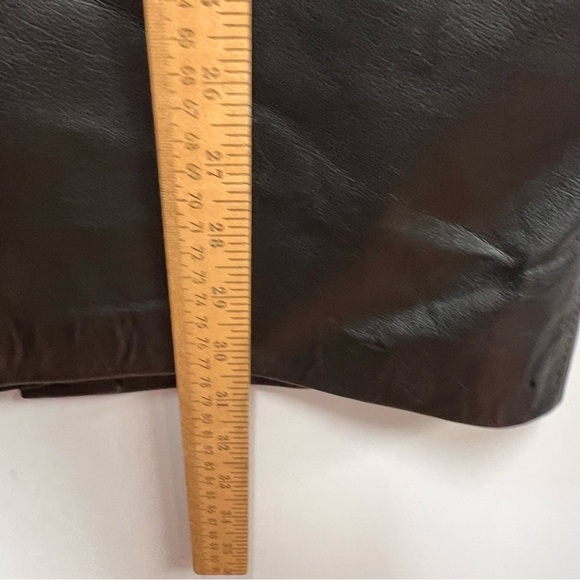 Vintage 80s-90s Sienna New York 100% Leather Seamed Midi Skirt size 10 - Picture 9 of 13